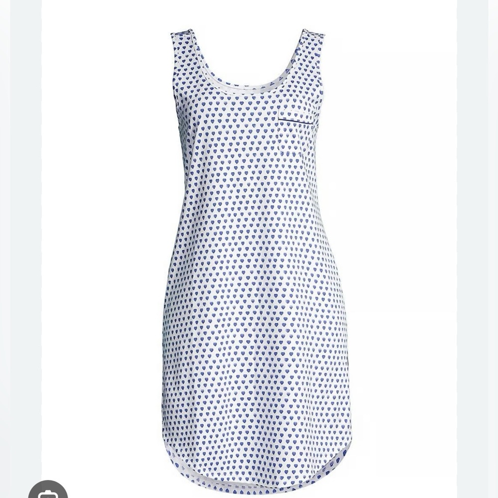 Roller Rabbit Sleeveless White and Blue Heart Patterned Sleep Dress